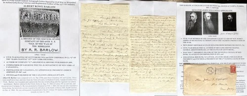 CIVIL WAR GETTYSBURG VET AUTHOR G Co 157th NY SHERMAN'S MARCH SEA LETTER SIGNED