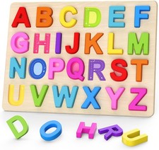 Zeoddler Wooden Alphabet Puzzle ABC Learning Toy for Toddlers