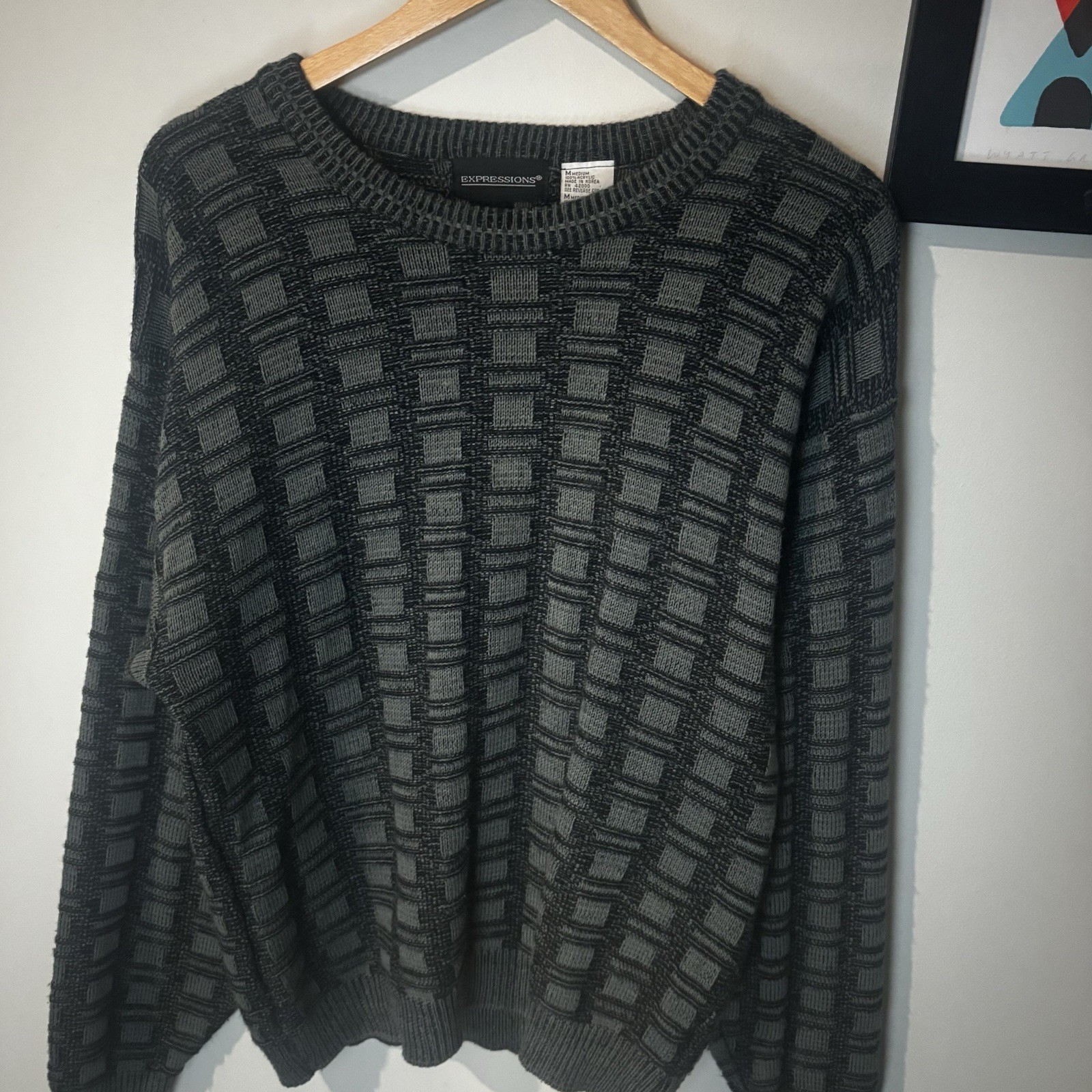 Vintage 1990s Expressions Square Pattern Sweater … - image 1
