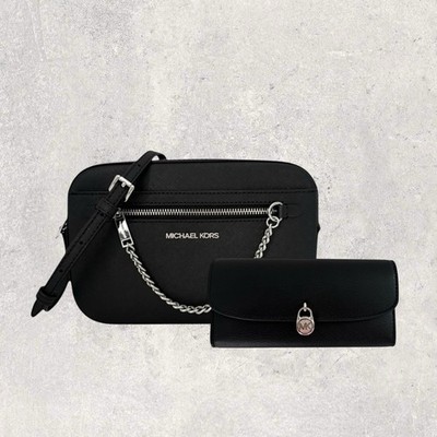 Michael Kors MK Tasche Portemonnaie Jet Set Travel Hamilton Schwarz Leder NEU