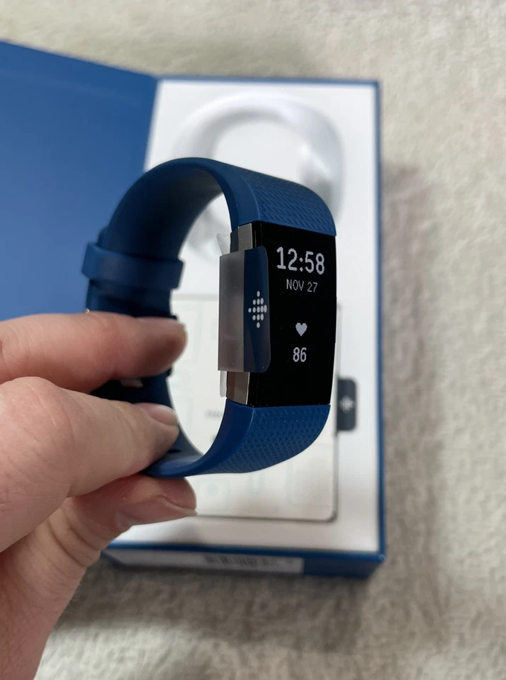 NUEVO Fitbit Charge 2 Monitor de Ritmo Cardíaco Fitness Pulsera Rastreador Azul Pequeño Foto 3 de 4