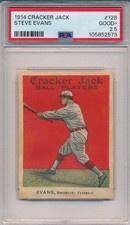 1914 CRACKER JACK #128 STEVE EVANS - PSA 2.5 GD+ (SVSC) FRESHLY GRADED! HIGH #
