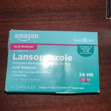Amazon Basic Care Lansoprazole Delayed Release Capsules, 15 mg 42 Capsules