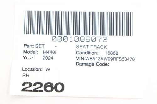 BMW M440I G26 2022-2025 ASIENTO DELANTERO DERECHO AJUSTE MARCO PISTA INFERIOR OEM - Imagen 10 de 10