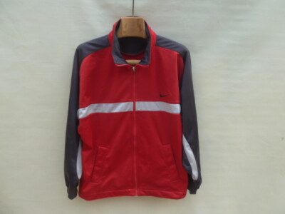 Nike Vintage 90s Track Top Full Zip Jacket Men's Small Red Grey