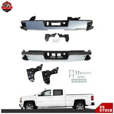 Chrome Rear Bumper Assembly For Chevy Silverado Gmc Sierra 1500 2014-2018