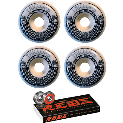 Triclops Skateboard Wheels Vertigo 56mm 99A White with Bones Reds Bearings