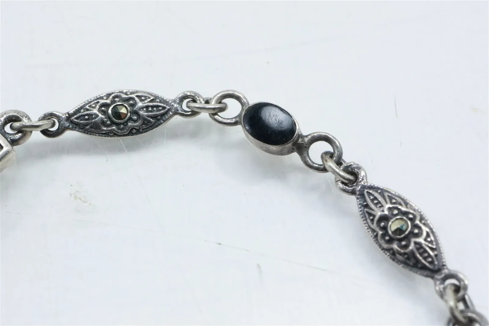 3 x Assorted Sterling Silver Bracelets: Black Ony… - image 13