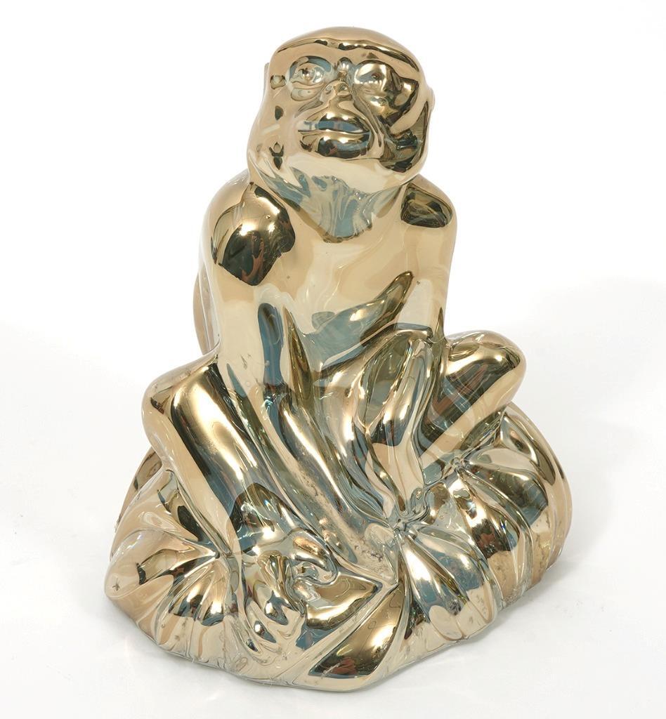 Baccarat　Monkey　gold Baccarat Crystal Gold Zodiac Monkey Figurine, 3 3/4