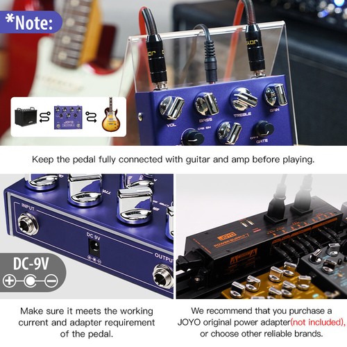 JOYO Pedale Chitarra Distorsione Moderno Tono Metallo Amplificatore Alto Guadagno Simulatore 3 Bande EQ - Foto 11 di 12