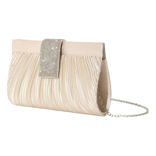 Elegant Rhinestones Clutch Purse Pleated Evening Handbag Crossbody Bag for Women - Picture 4 of 10