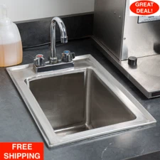 10" x 14" x 10" Stainless Steel Drop-In Sink Commercial Hand Wash Bar W/ FAUCET