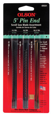 Olson  5 in. Carbon Steel  Scroll Saw Blade Set  18.5 TPI 18 pk