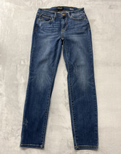 Judy Blue Jean Women 9/29 Blue Wash Relaxed Fit Stretch Distressed Whisker