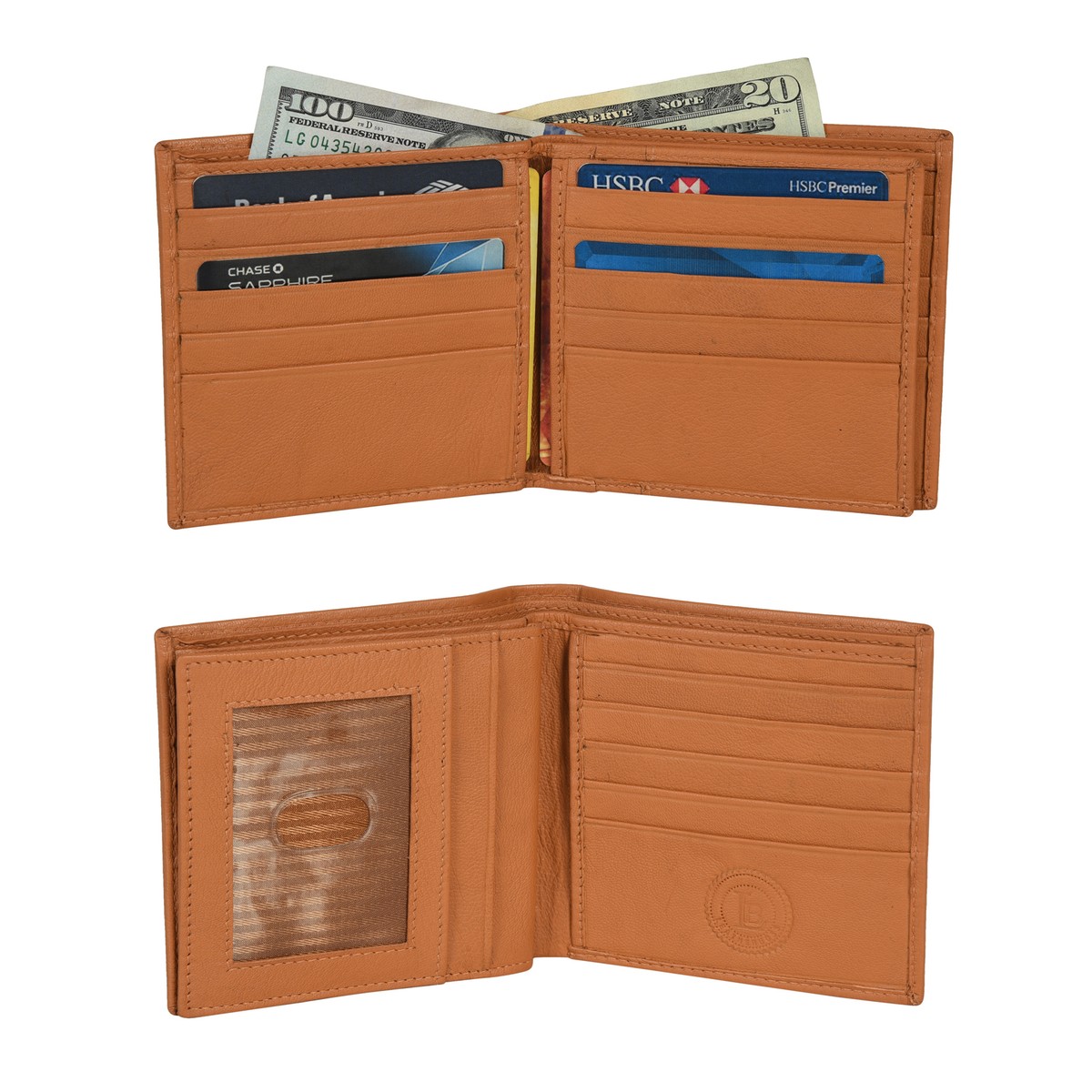 Leatherboss Genuine Leather RFID Blocking Bifold Wallet For Men - Credit Card Holder