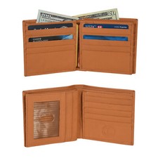 Leatherboss Genuine Leather Mens RFID Blocking Credit Card Holder Wallet, Tan