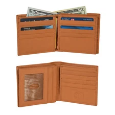 Leatherboss Genuine Leather Mens RFID Blocking Credit Card Holder Wallet, Tan