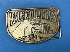 Vintage 80'S Raleigh Lights Belt Buckle Cigarette Advertising Trucker