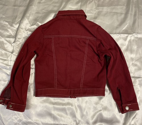 VINTAGE Sears Toughskins Jacket Boys 6 Maroon Trucker 70s Snap Buttons Kids - Picture 13 of 15