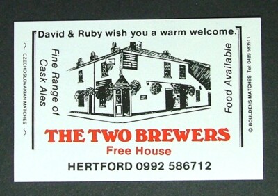 Matchbox Label Bouldens Pub Inn The Two Brewers Hertford Hertfordshire MA761