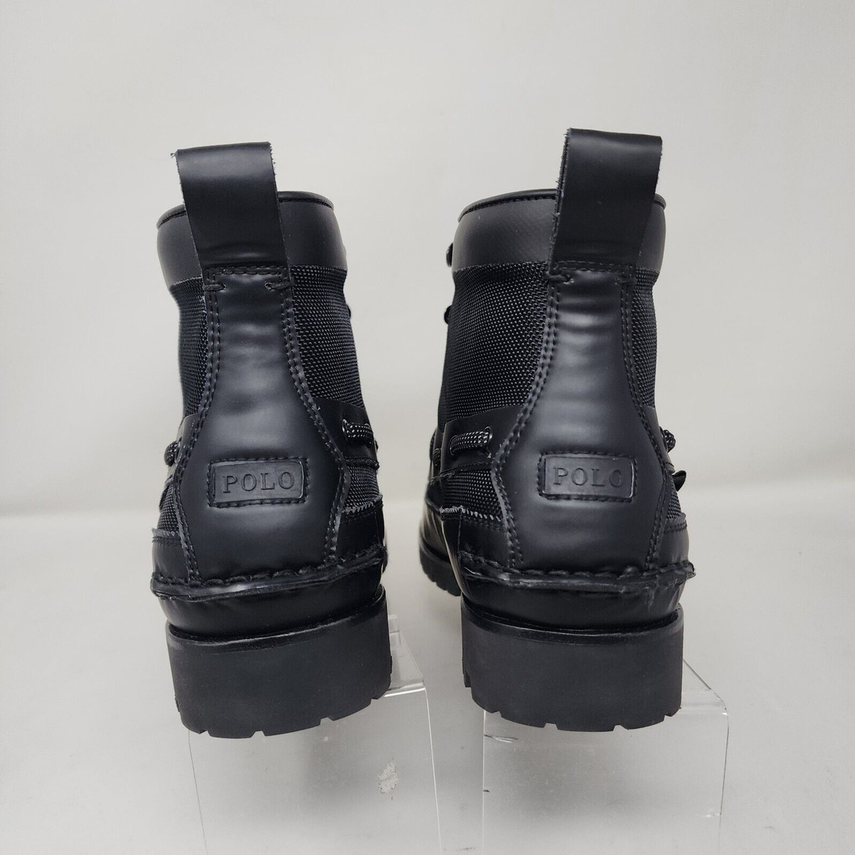 Polo Ranger Casual Boots Mens 7.5 Black Mid Lace Up Logo  display picture 2