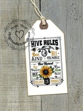 Hang Tags HIVE RULES HONEY BEE SUNFLOWER WORD ART TAGS 1190 Gift Tags