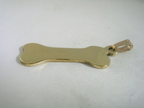 DOG BONE PENDANT CHARM IN YELLOW GOLD TONE BRASS WITH A HIGH POLISHED FINISH - Picture 6 of 6