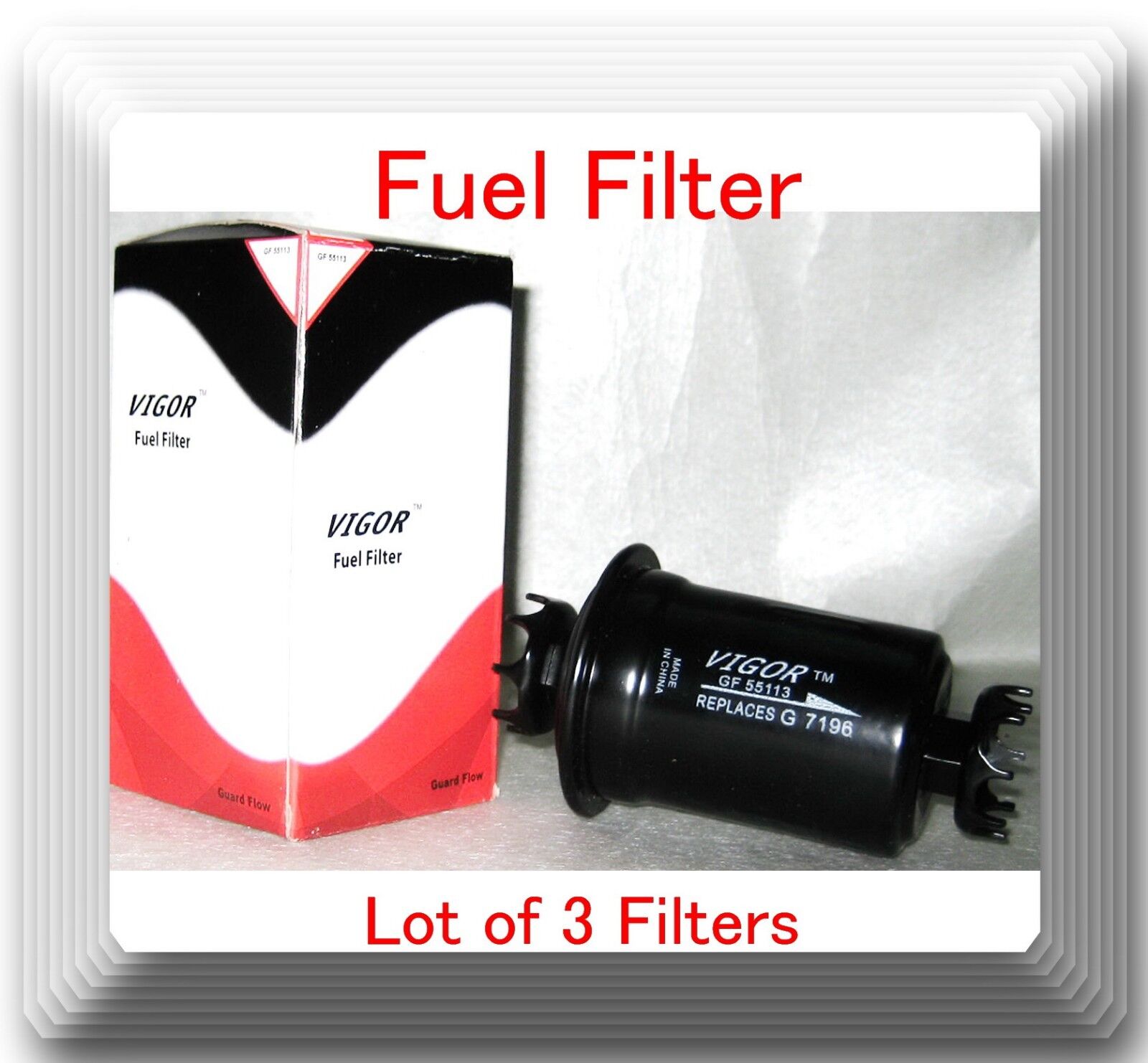 3 x F55113 Fuel Filter Fits:Chrysler Dodge Geo Hyundai Mitsubishi Suzuki Toyota 