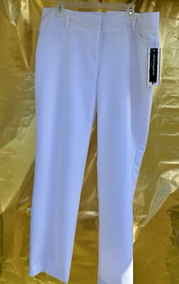 NWT Sharagano Slim Leg White Women Business Pants Size 16