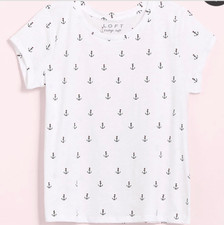 NEW NWT Loft Anchor Tee Size: S Color: White Style 541531
