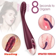 Heating Orgasm Finger Vibrator G-Spot Dildo Clit Wand Massager Sex Toy For Women