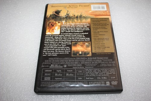 THE MUMMY RETURNS (DVD, 2001) BRENDAN FRASER, RACHEL WEISZ, THE ROCK ~MOVIE+CASE - Picture 3 of 3