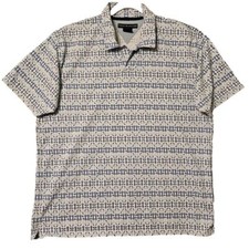 Tommy Hilfiger VTG Short Sleeve Collar Polo Shirt Y2K Golf White Blue Cotton XL