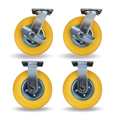 FROSAL Lenkrollen & Bockrollen SET PU 8“ pannensicher Bremse Ø Rad 200 mm Rollen