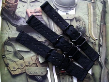 2pc. Black NATO g10 PVD Ballistic Nylon Military army watch band strap IW SUISSE