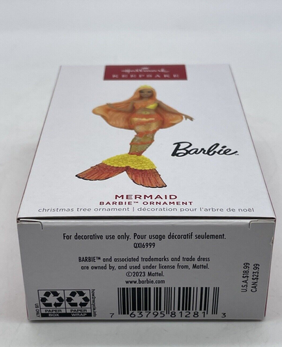 Hallmark 2023 sirena Barbie luce magica ricordo ornamento natalizio arancione giallo - Foto 11 di 11