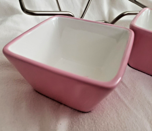 Pampered Chef Whip Cancer Caddy 2 Pink Dishes Server Breast Cancer Ribbon - Picture 12 of 20