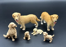 Three Terra By Battat GOLDEN RETRIEVER Dog Figures + 3 Misc Brand / Lot of Six~