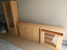 Wohnwand (inkl. Beleuchtung) Wohnzimmer 3 Teilig aus sehr massivem Holz