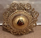 VTG Trifari Flower Round Brooch Gold Tone Pin Fashion Jewelry Filigree Geometric