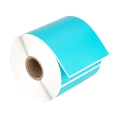 HOUSELABELS 3"x5" Direct Thermal BLUE Labels, 1" Core - 6 Rolls
