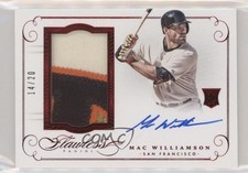2016 Panini Flawless Rookie Ruby 14/20 Mac Williamson #RPAMW Patch Auto 7w7