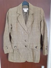 Vintage Yves Saint Laurent Brown Check Tweed Blazer Jacket Size 40 Flax Linen