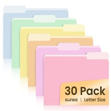 SUNEE File Folders, 30 Pack Manilla Folders 8.5 x 11, Colored 6 Soft Colors