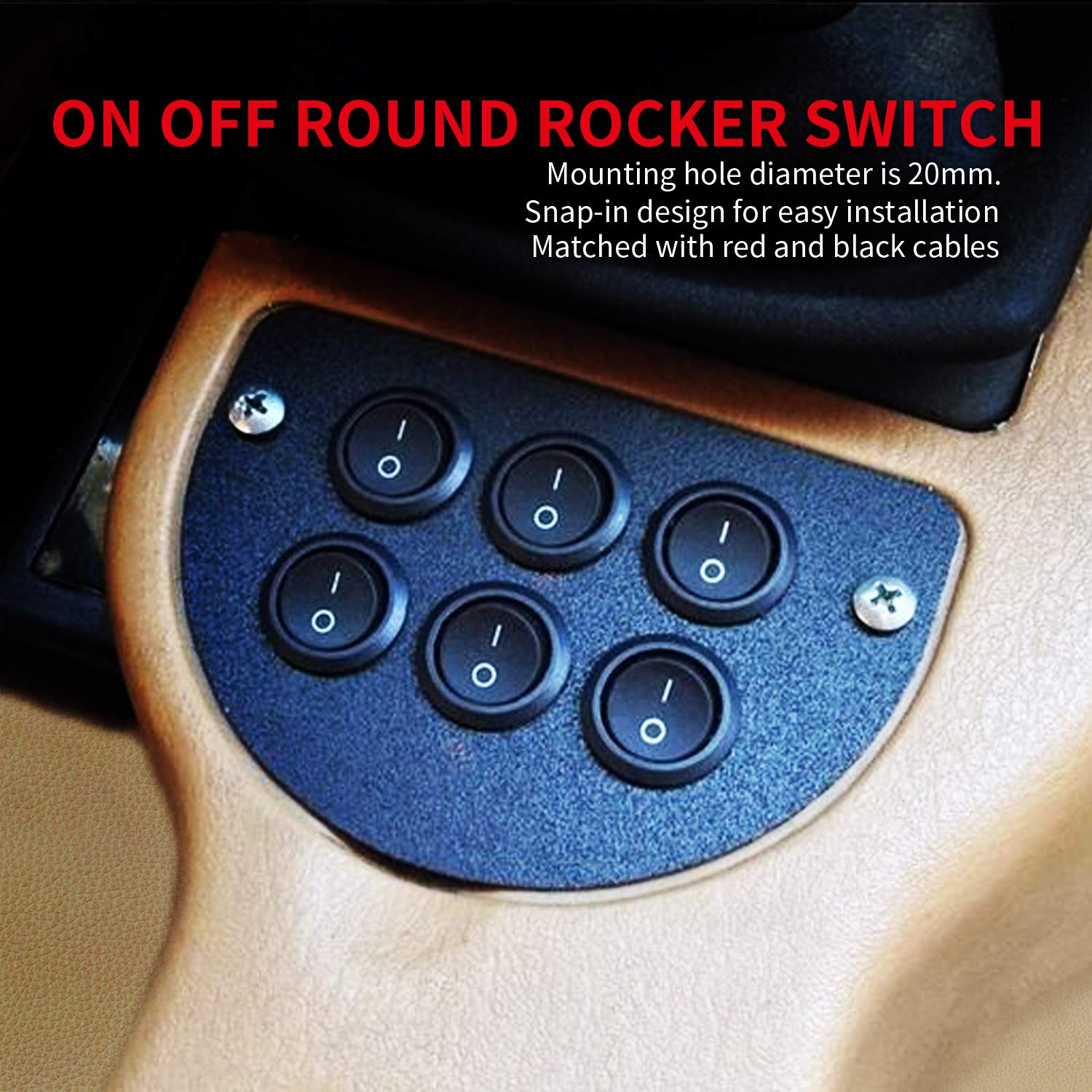 Daiertek UL Listed on off round Rocker Switches SPST 20Mm Mini 12 Volt ...