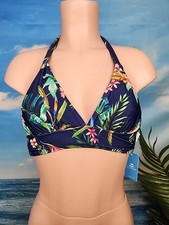 NWT Cupshe One Piece Bikini Top Size Extra Small Blue Color Pink Green Floral.