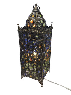 TESTED WORKING Chennai 24 in. Gold Indoor Jeweled Table Lamp