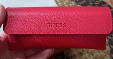 Eyeglass Case: GUESS Authentic Red Glass Glasses Holder, Magnetic Closure, EX
