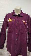 Disney Vintage Women's Small Pooh Bear Cotton Pockets Corduroy Button Down Shirt
