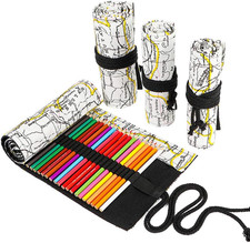 Funny Live 24/36/48/72 Slots Colored Pencil Wrap Roll up Pen Holder Case Drawing